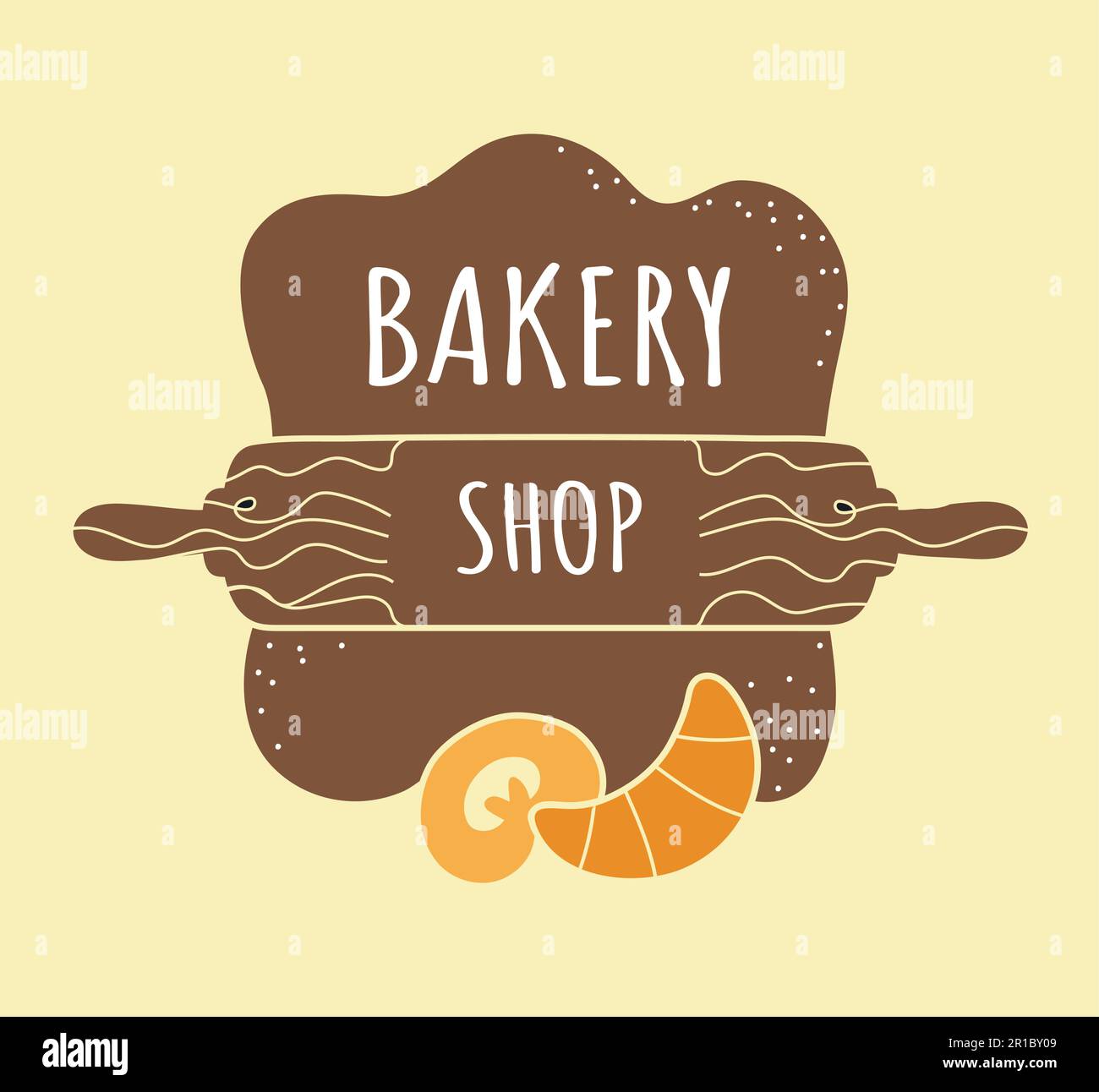 Bakery shop. Bread and sweet pastry with lettering text. Kitchen chef