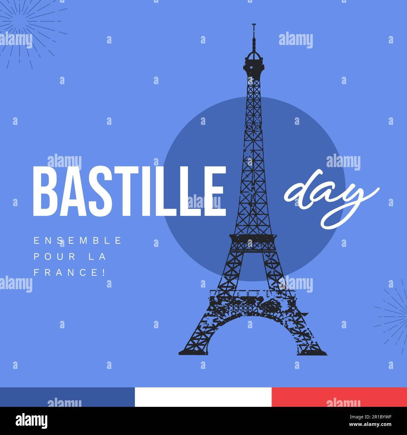 Composition of bastille day text over eiffel tower Stock Photo