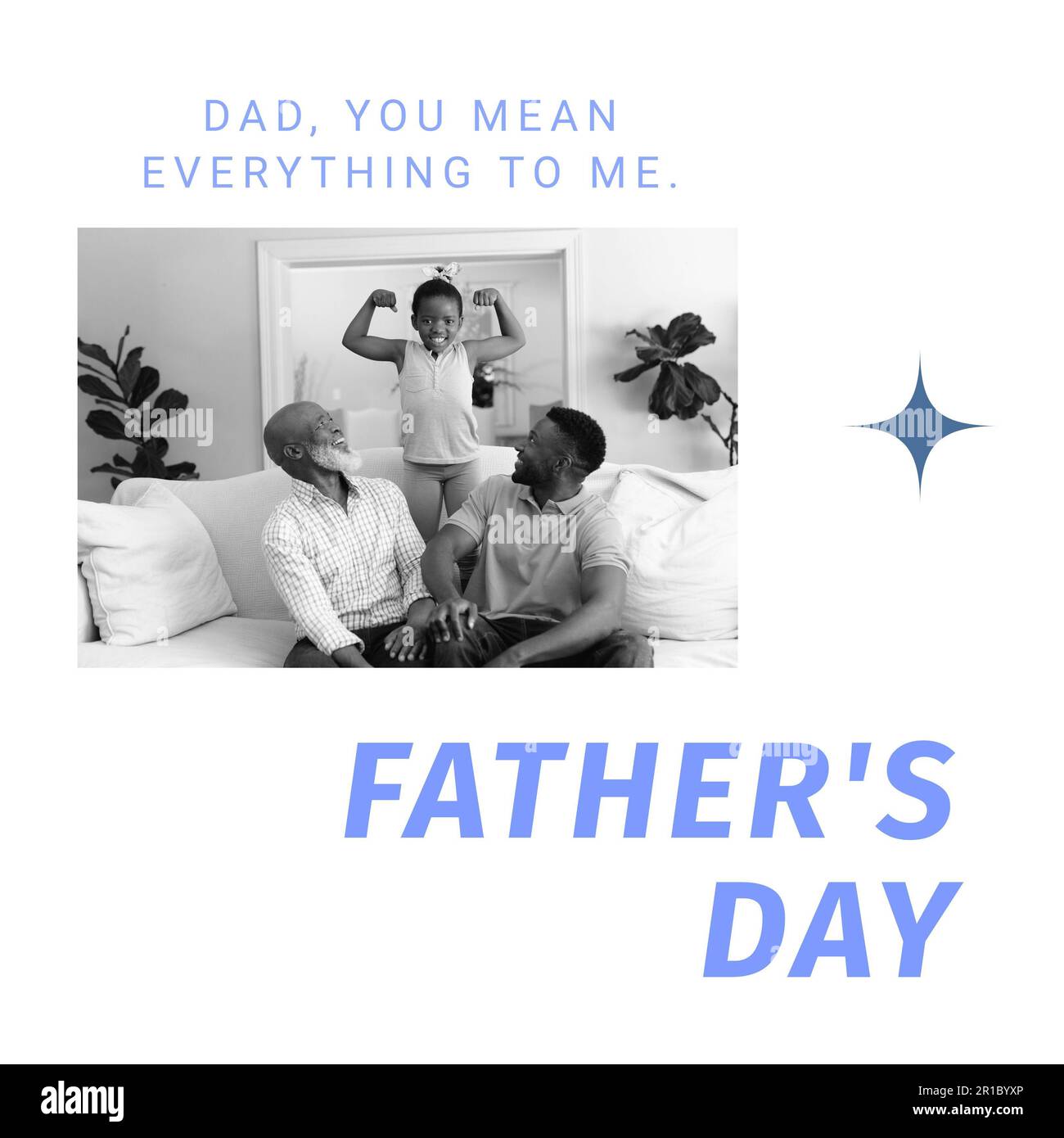 Composition of father's day text over african american grandfather, father and daughter Stock Photo