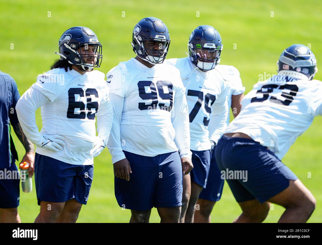 Seattle Seahawks linebacker Jon Rhattigan (59) walks on the field during  minicamp Tuesday, June 6, 2023, at the NFL football team's facilities in  Renton, Wash. (AP Photo/Lindsey Wasson Stock Photo - Alamy