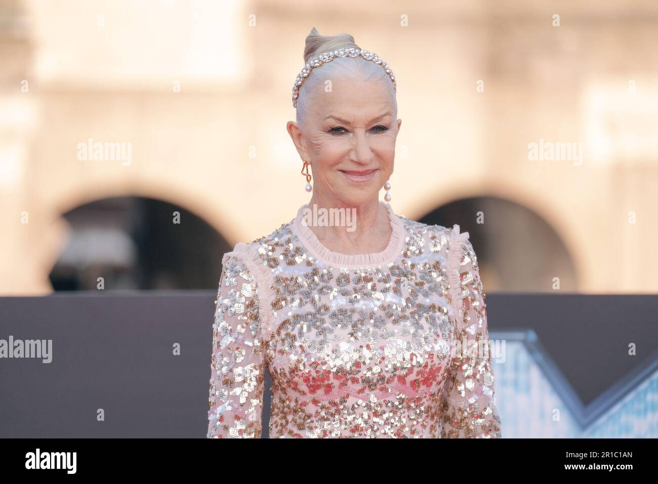 Rome, Italy. 12th May, 2023. British US actress Helen Mirren arrives for the Premiere of the film ''Fast X'', the tenth film in the Fast & Furious Saga, on May 12, 2023 at the Colosseum monument in Rome. (Photo by Luca Carlino/NurPhoto)0 Credit: NurPhoto SRL/Alamy Live News Stock Photo