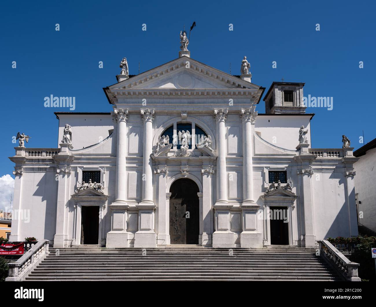 San Daniele del Friuli, Italy - August 21 2022: Duomo di San Michele Arcangelo Cathedral Exterior Facade Stock Photo