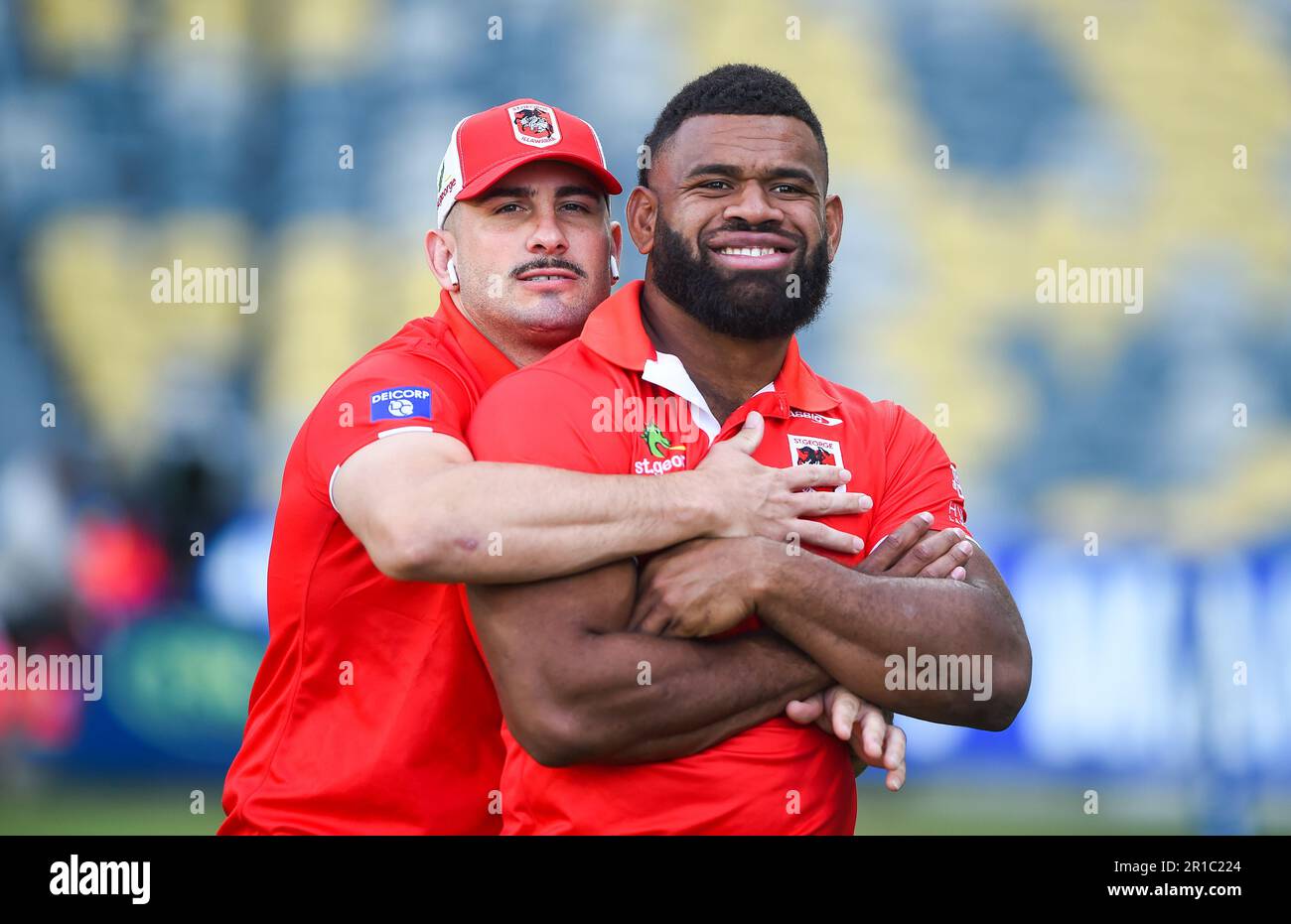 Jack Bird and Mikaele Ravalawa of the Dragons prior to the NRL Round 11 ...