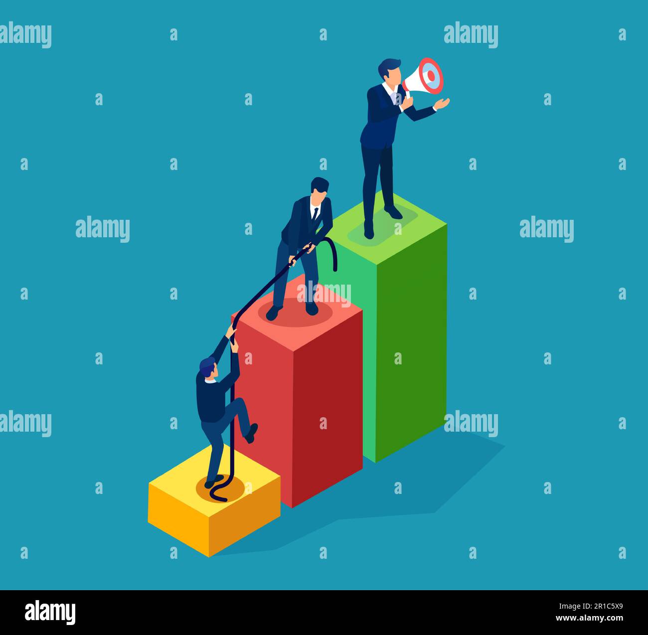 Vector of a group of businessmen helping each other to achieve a success Stock Vector