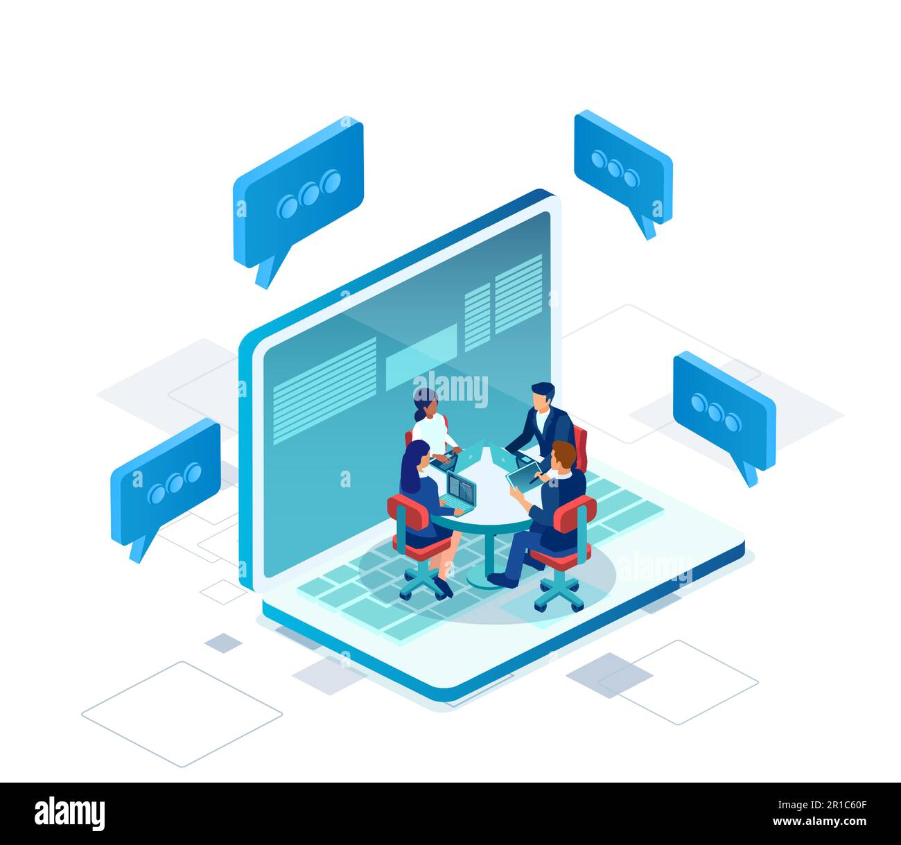 Vector of business people connecting via a web network. Stock Vector