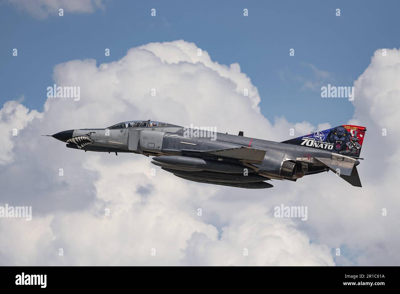 KONYA, TURKIYE - JUNE 30, 2022: Turkish Air Force McDonnell Douglas F-4E Phantom II (4997) flying over Konya Airport during Anatolian Eagle Air Force Stock Photo