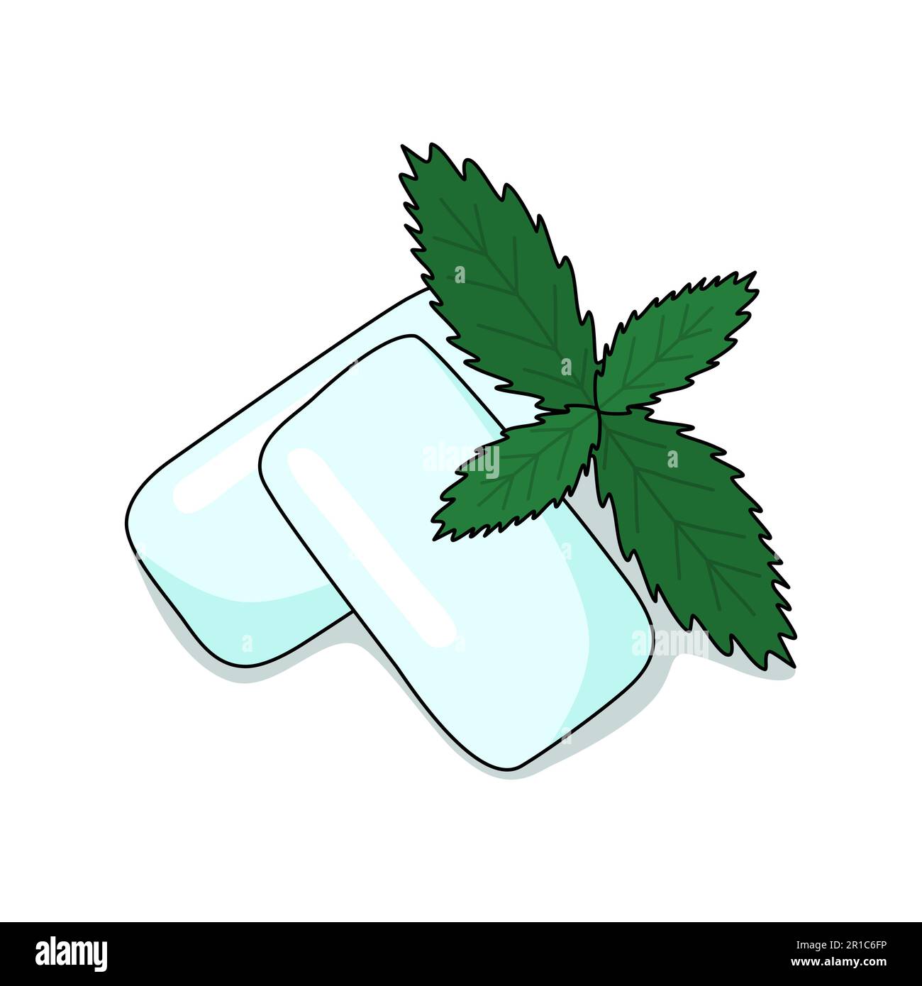 Mint gum pads with fresh mint leaves, mint flavor chewing gum, fresh