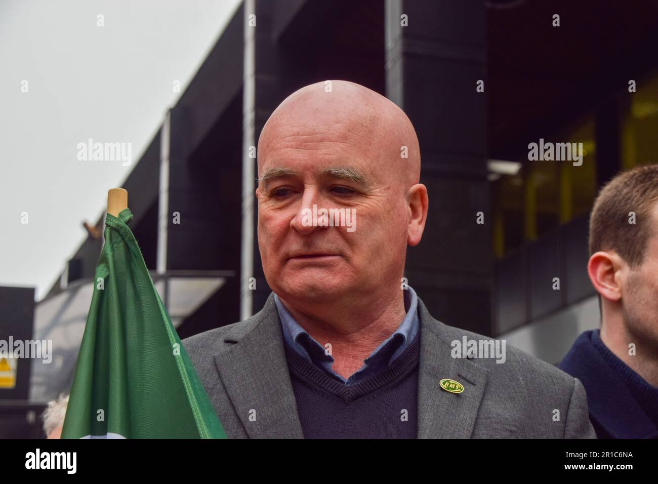 London, UK. 13th May 2023. RMT general secretary Mick Lynch joins the ...