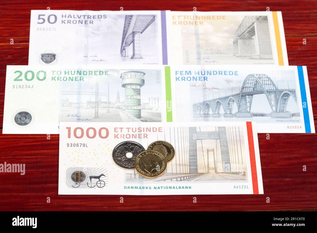 Danish money krone coins and banknotes Stock Photo Alamy