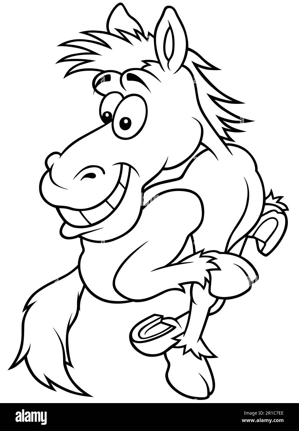 Drawing of a Funny Running Horse Stock Vector