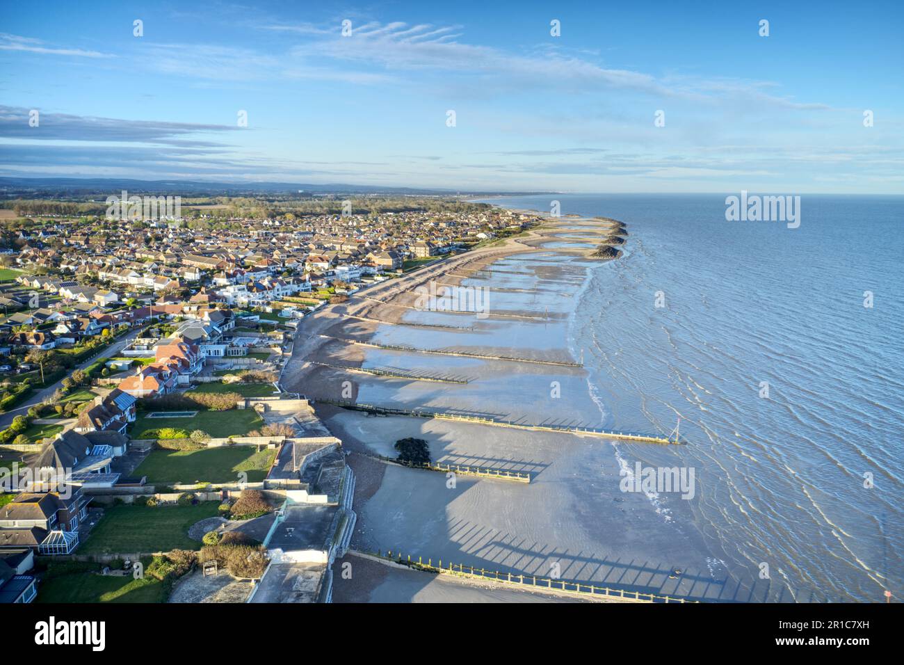 Aerial photo along the coastline from Middleton Sea towards Elmer and