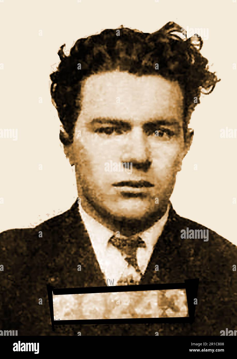 A  prison mugshot portrait of William Edward Hickman, murderer of 12 year old Marian Parker. Hung at San Quentin gallows). After abducting the child, Hickman  held her to ransom, however he had murdered the girl even before the ransom was paid. Stock Photo