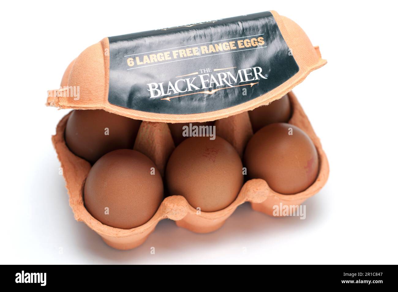 The Blackfarmer 6 packed  LARGE FREE RANGE EGGS Stock Photo