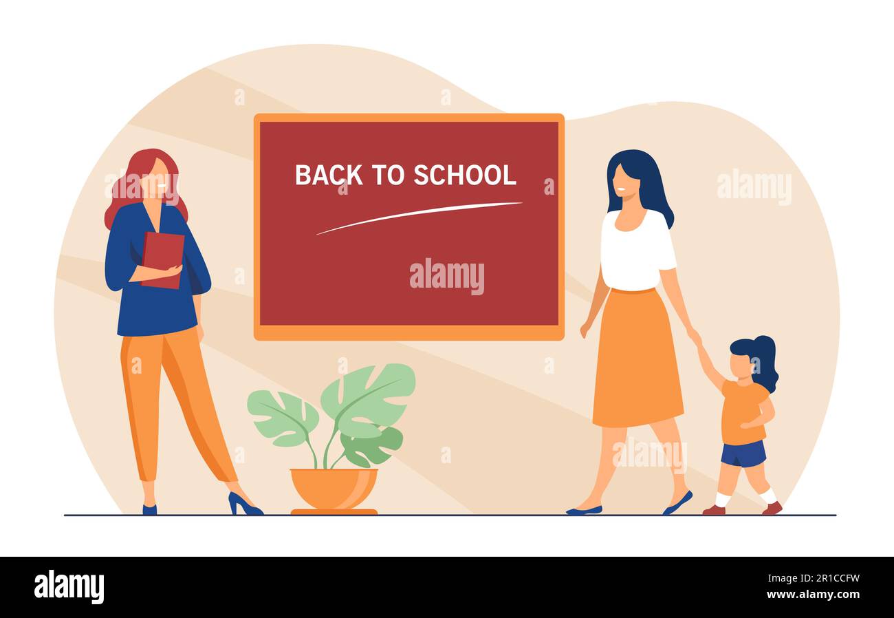 Happy mother with little girl going to school Stock Vector Image & Art ...