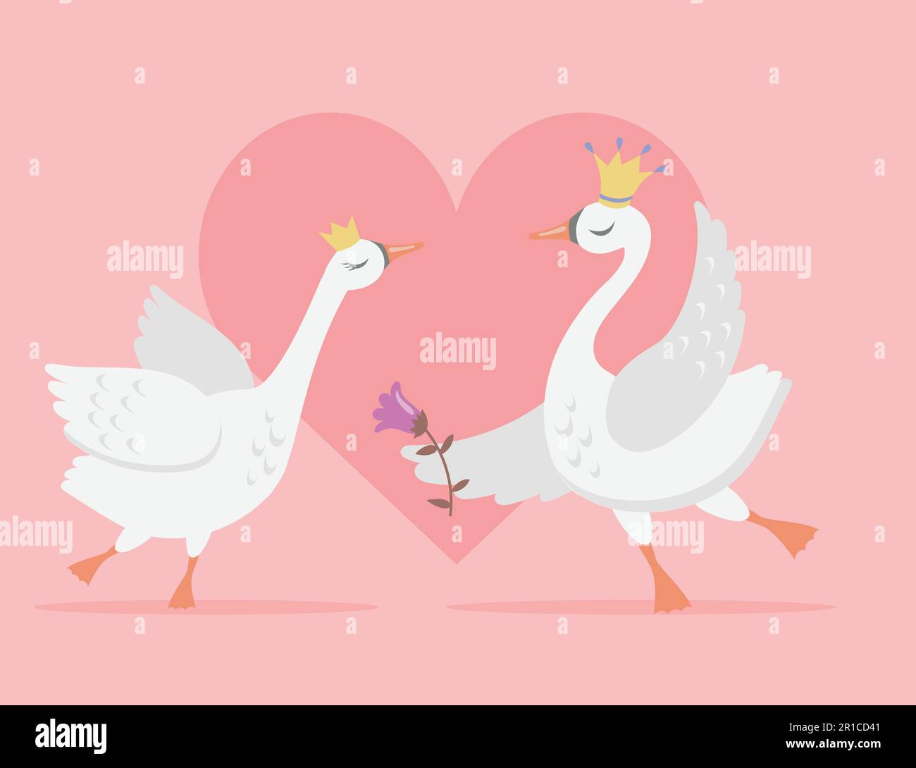 Couple Of White Swans In Love Cartoon Vector Illustration Stock Vector Image And Art Alamy