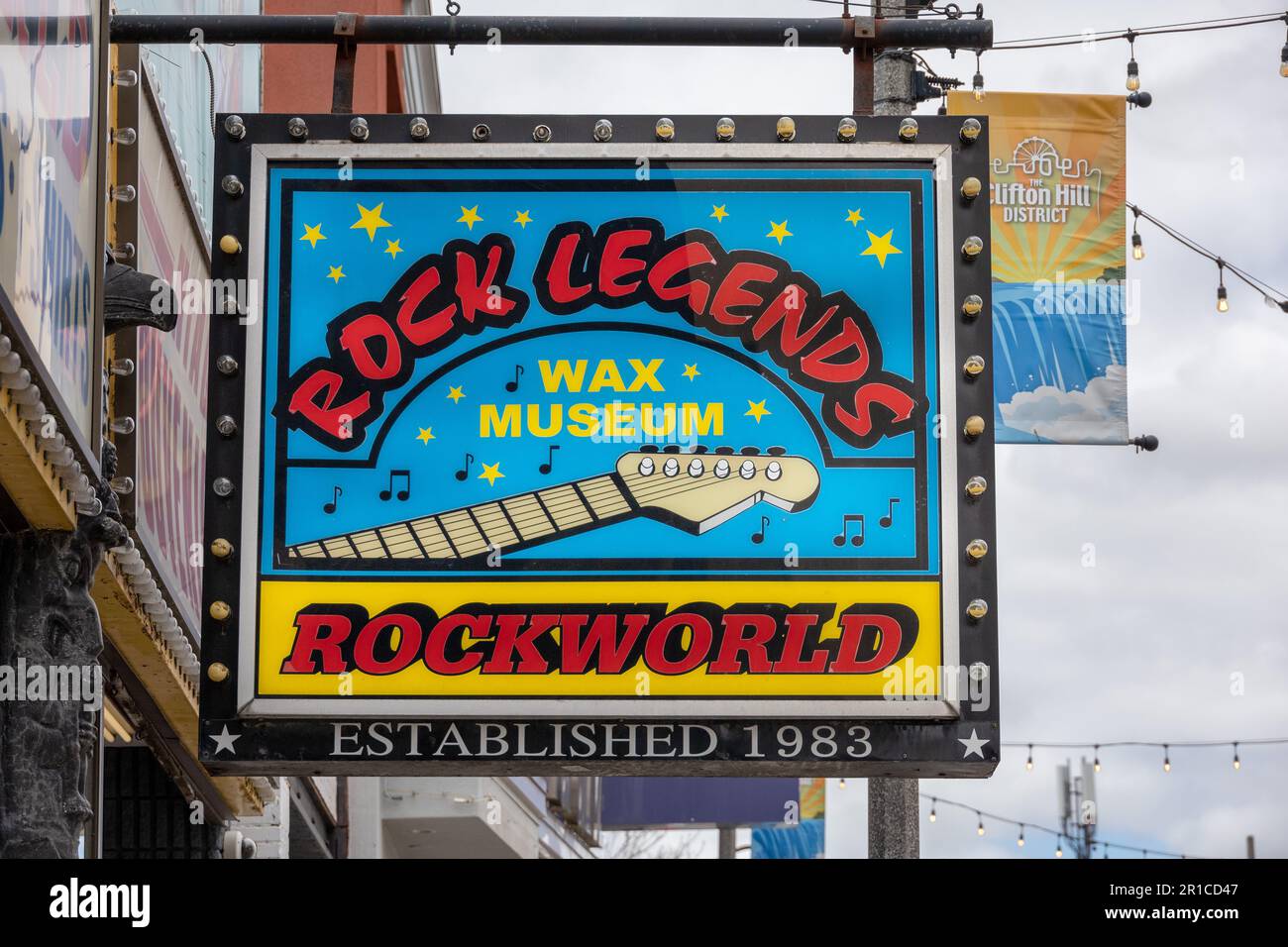 Rock Legends Wax Museum Sign In Niagara Falls Ontario Canada A Tourist Amusement In Clifton Hill District Of Niagara Falls Canada Stock Photo