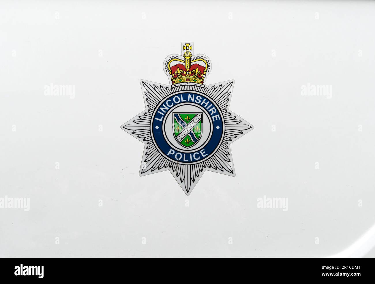 Lincolnshire Police insignia on side of white panel van, 2023 Stock Photo