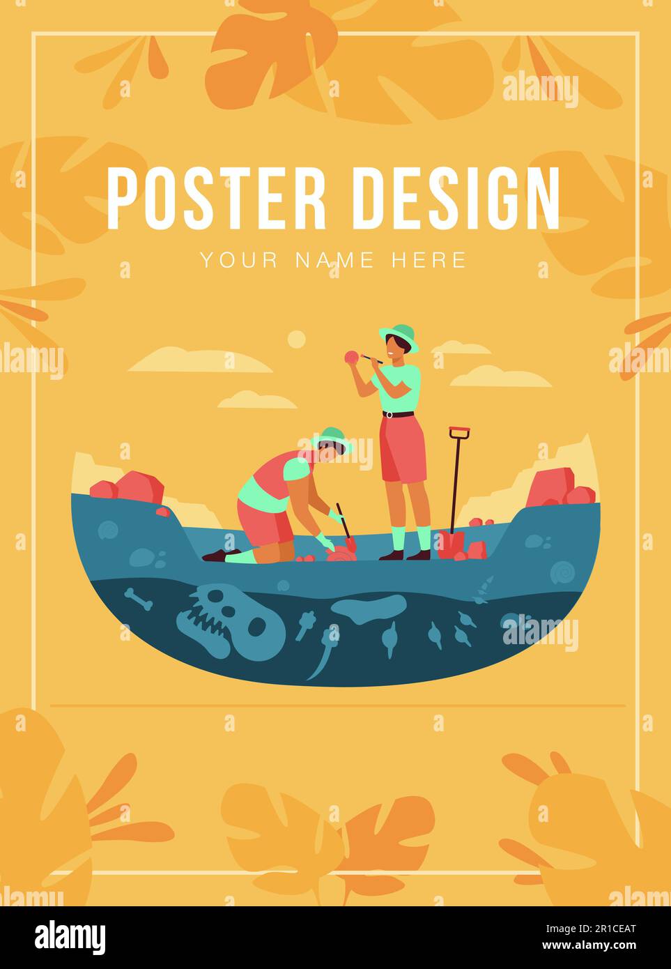 Archaeologist discovering dinosaurs remains Stock Vector Image & Art