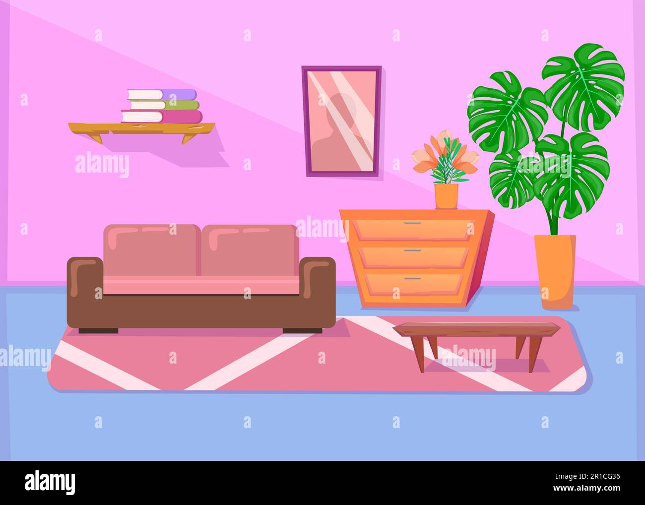 Colorful living room interior with sofa and other furniture Stock ...