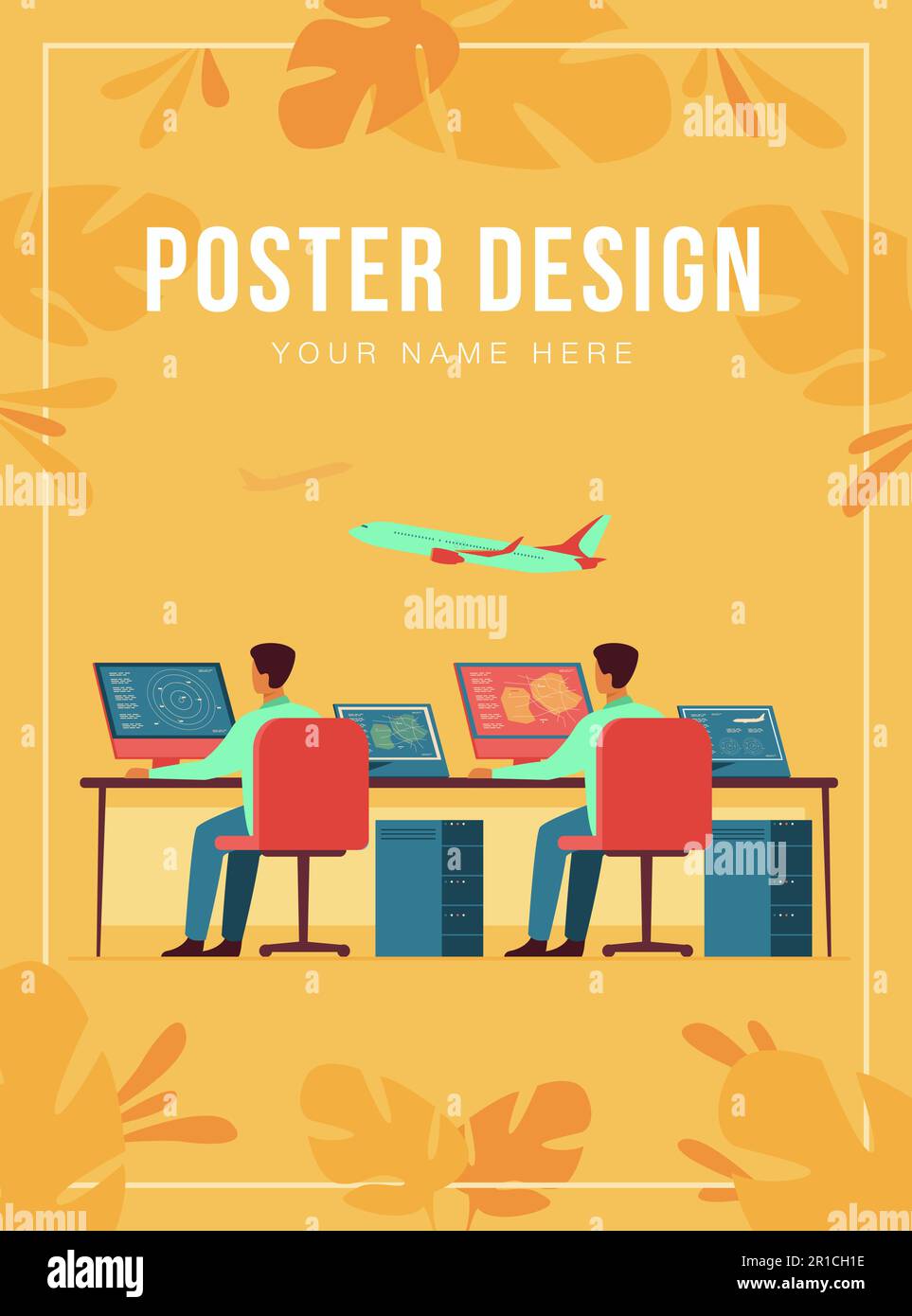 Flight control center isolated flat vector illustration Stock Vector ...