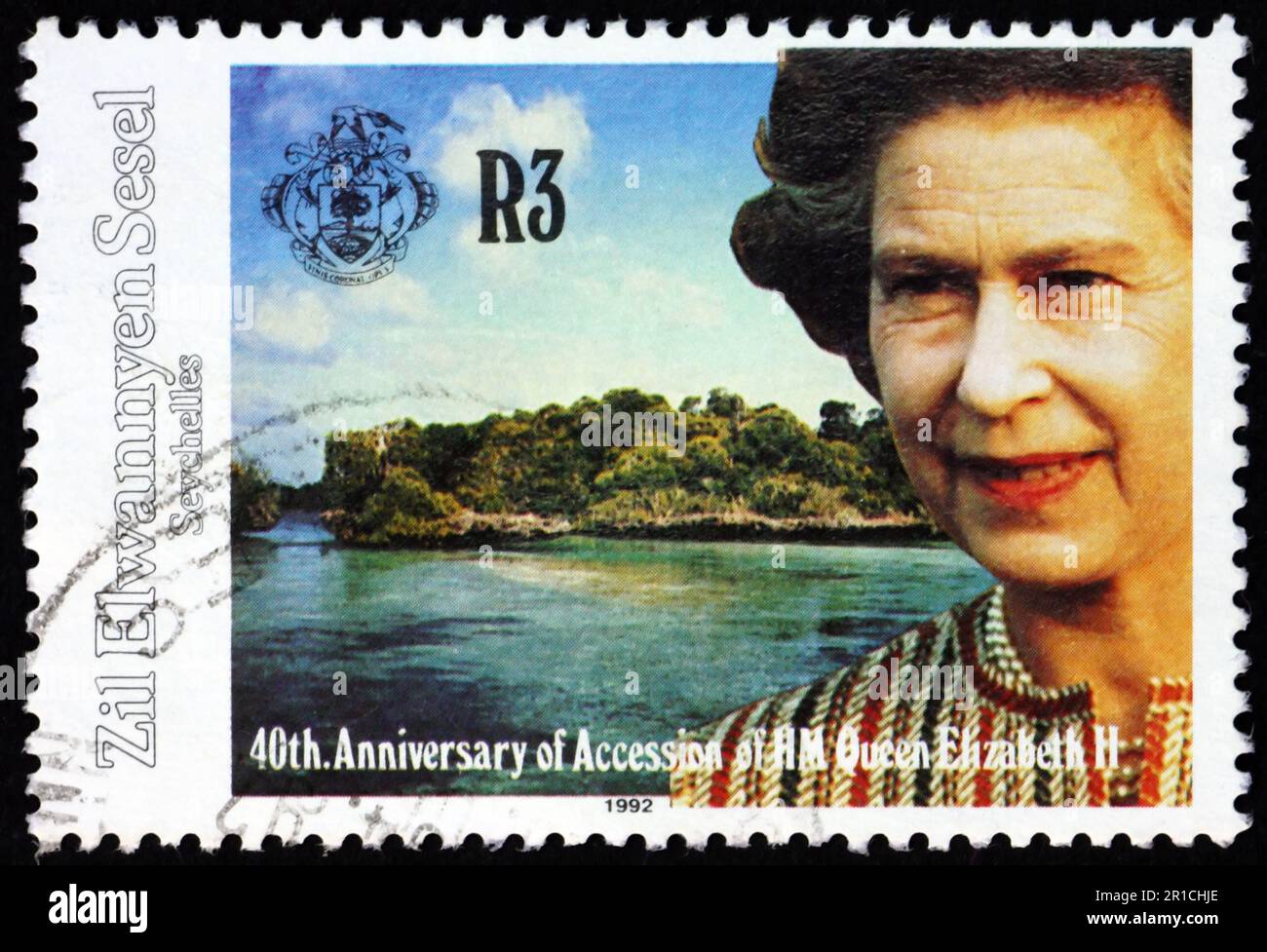 SEYCHELLES CIRCA 1992 a stamp printed in Seychelles shows Queen