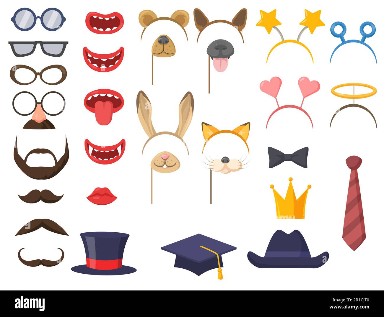 Set of party accessories for photobooth Stock Vector