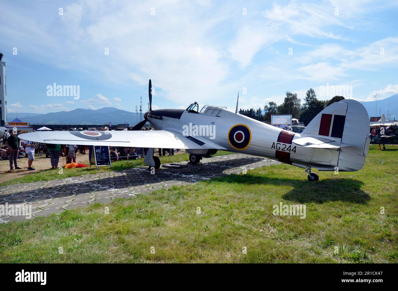 Zeltweg, Austria - September 03, 2022: Public airshow in Styria named Airpower 22, vintage Hawker Hurricane, British fighter aircraft from WWII Stock Photo