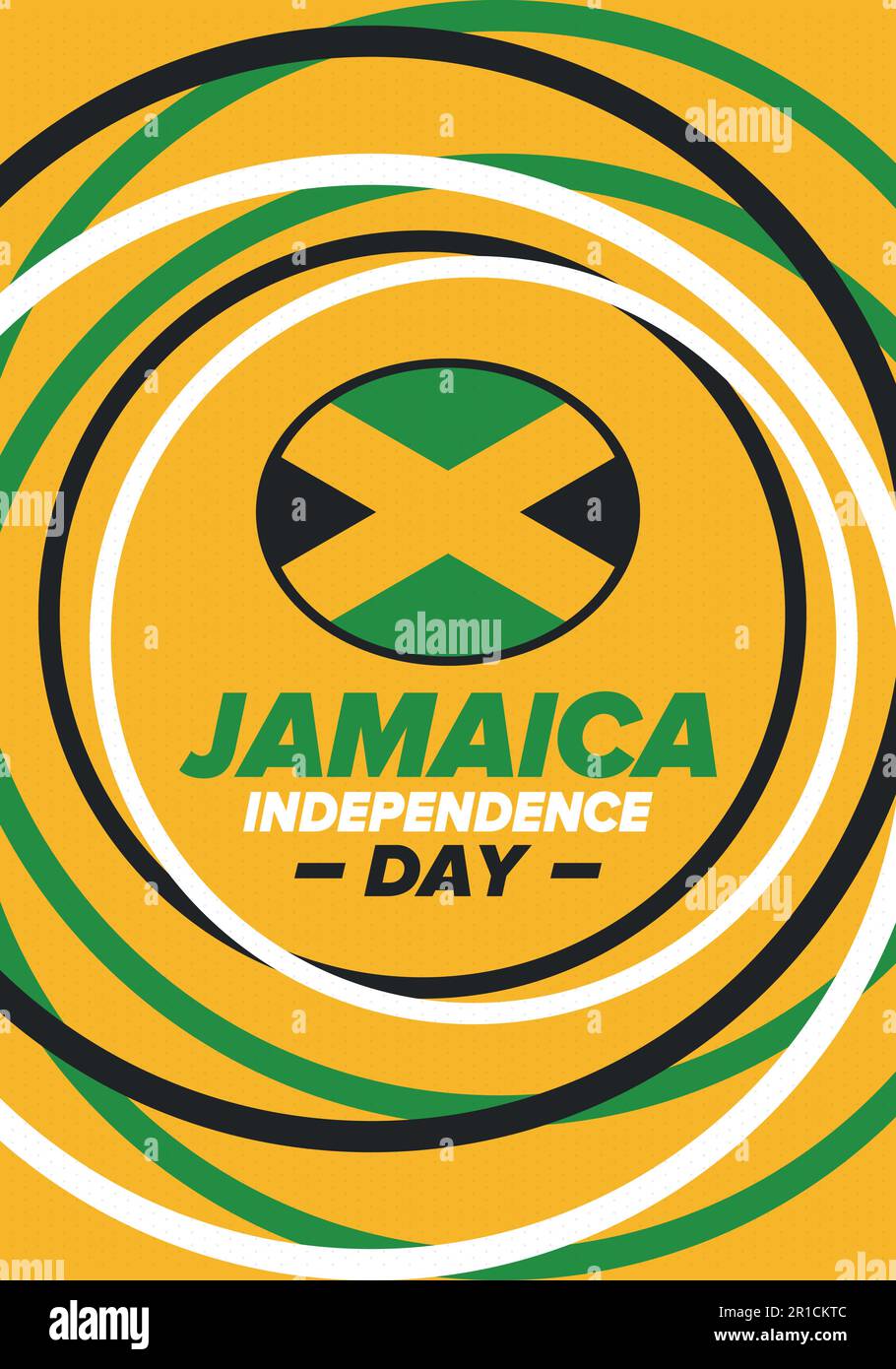 Jamaica Independence Day. Independence of Jamaica. Holiday, celebrated in August 6. Jamaica flag