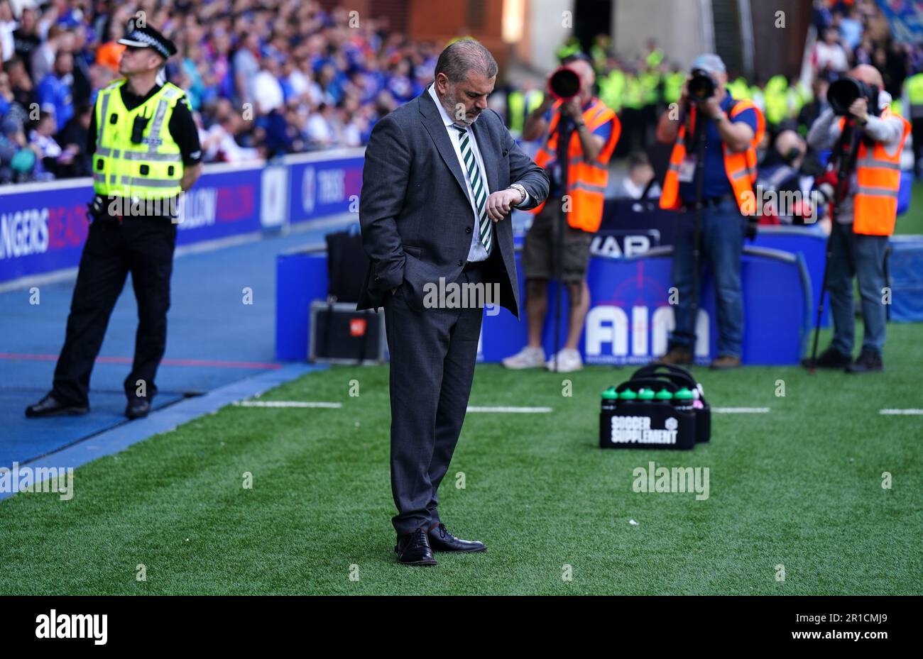 Celtic manager Angelos Postecoglou during the cinch Premiership match at Ibrox Stadium, Glasgow. Picture date: Saturday May 13, 2023. Stock Photo