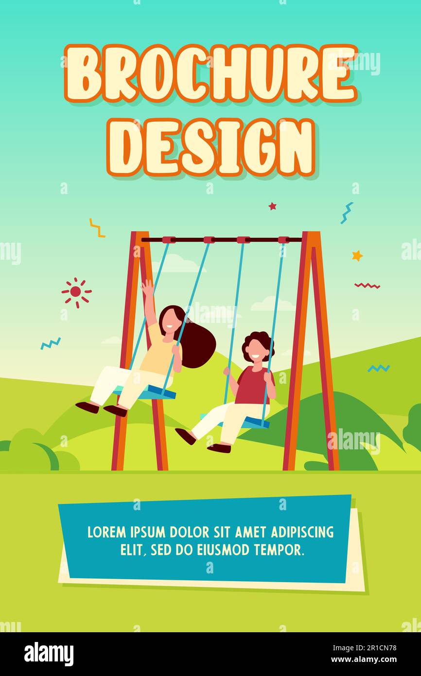 Children playing outside park swings Stock Vector Images Alamy