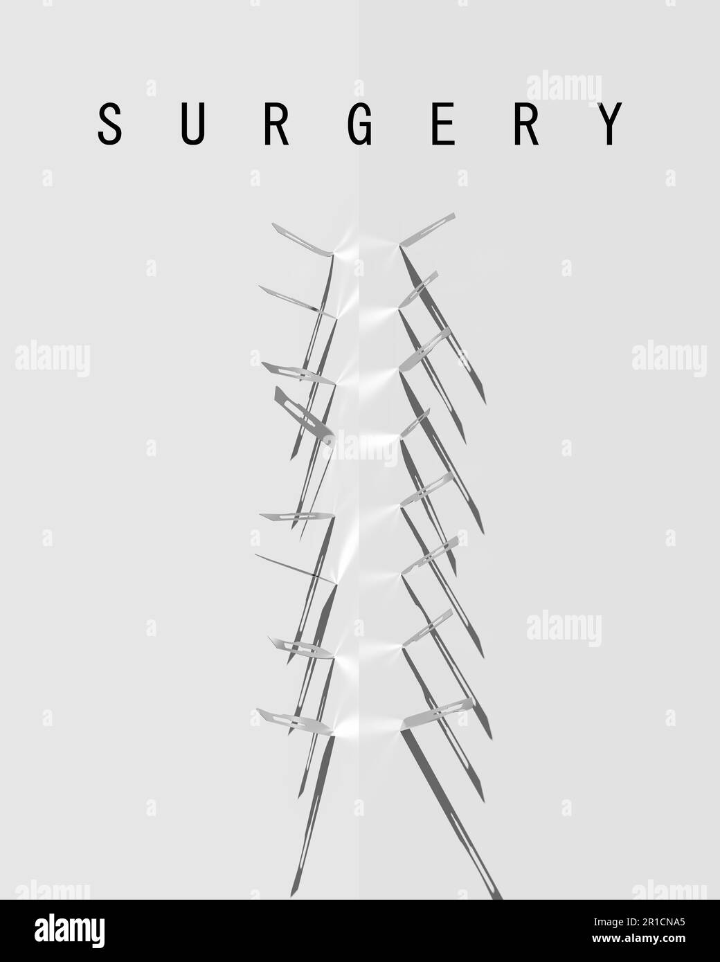 Scalpel Blade Surgical Instrument Surgery Precision Stainless Steal Equipment Specialized Medical Cutting Health Care White Background 3d illustration Stock Photo