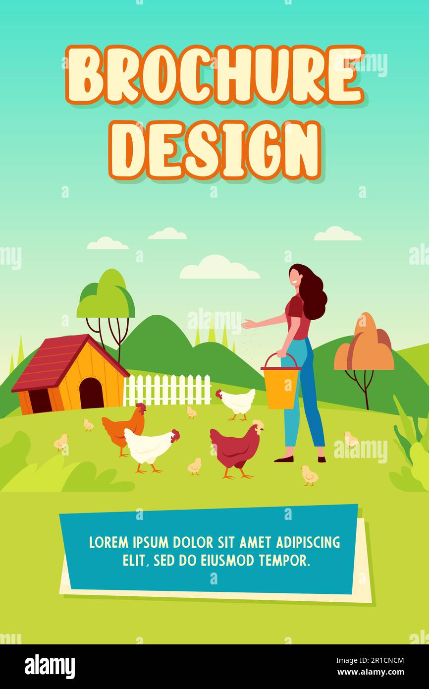 Happy woman feeding domestic birds flat vector illustration Stock ...