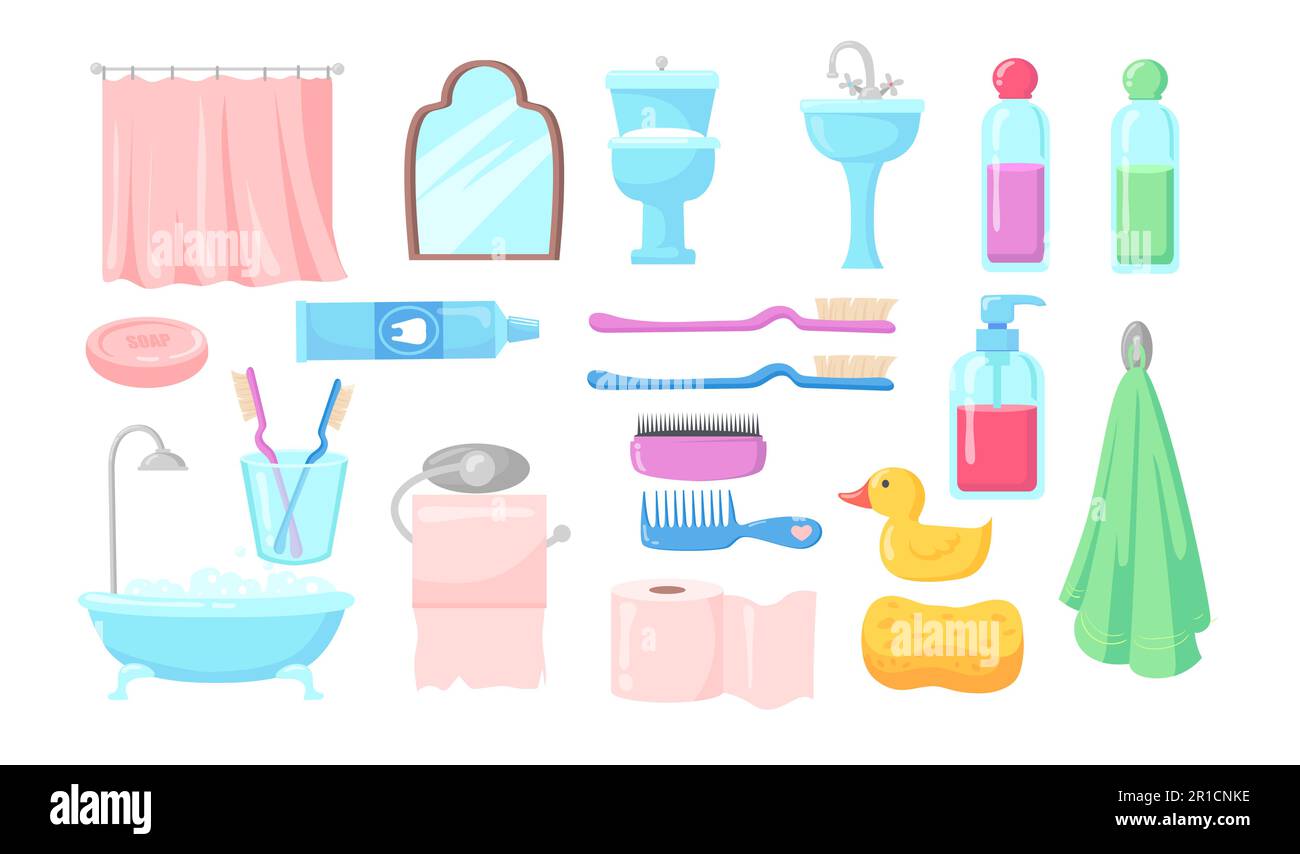 Set of bath accessories flat vector illustration Stock Vector Image ...