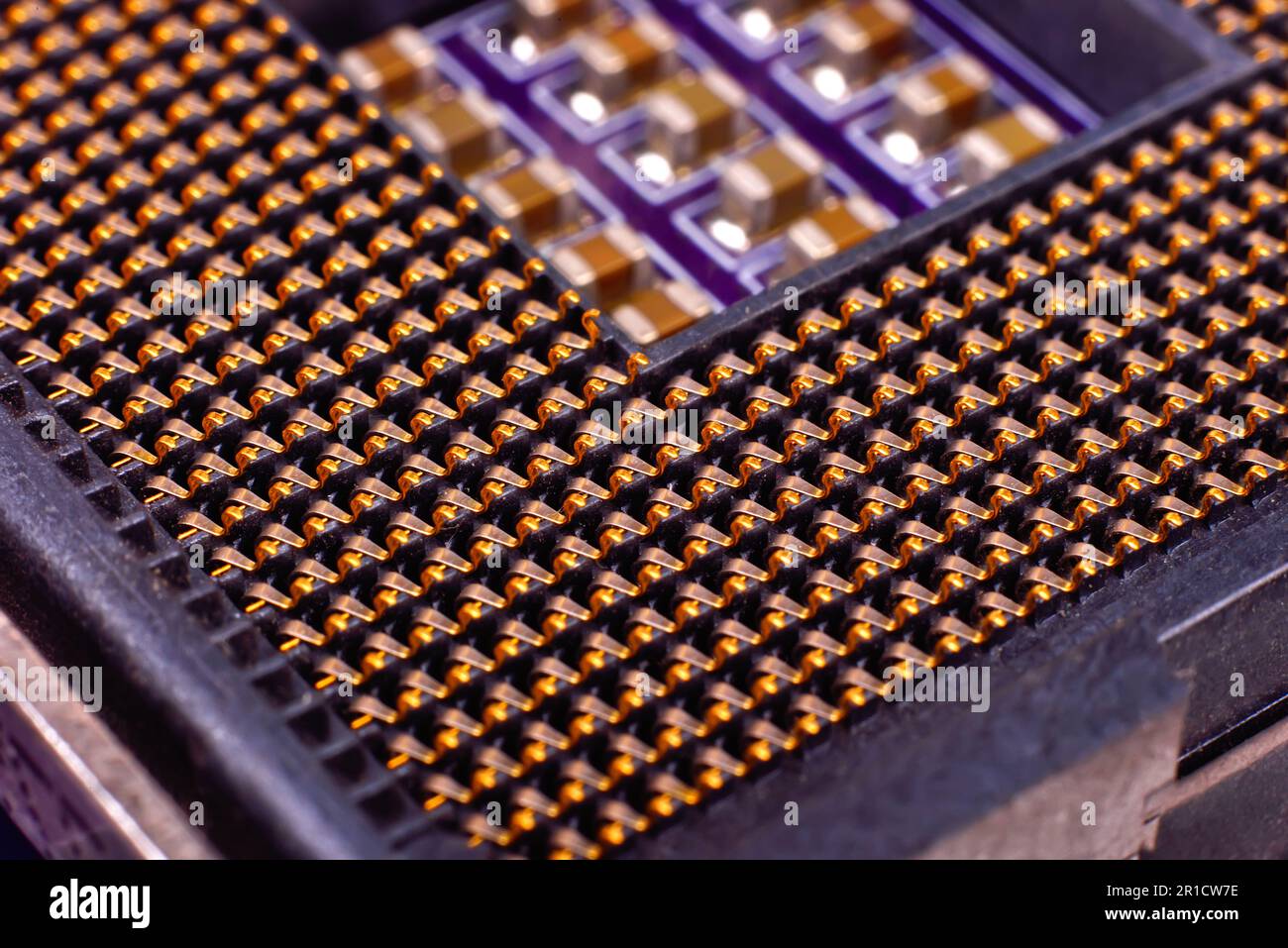 Empty CPU socket, extra close up Stock Photo