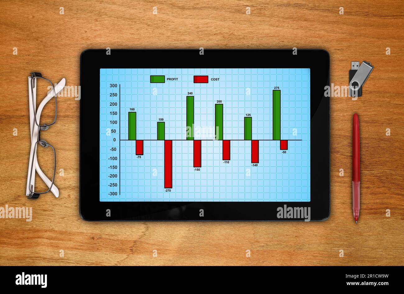 digital touch pad with analytical schedule on screen Stock Photo Alamy