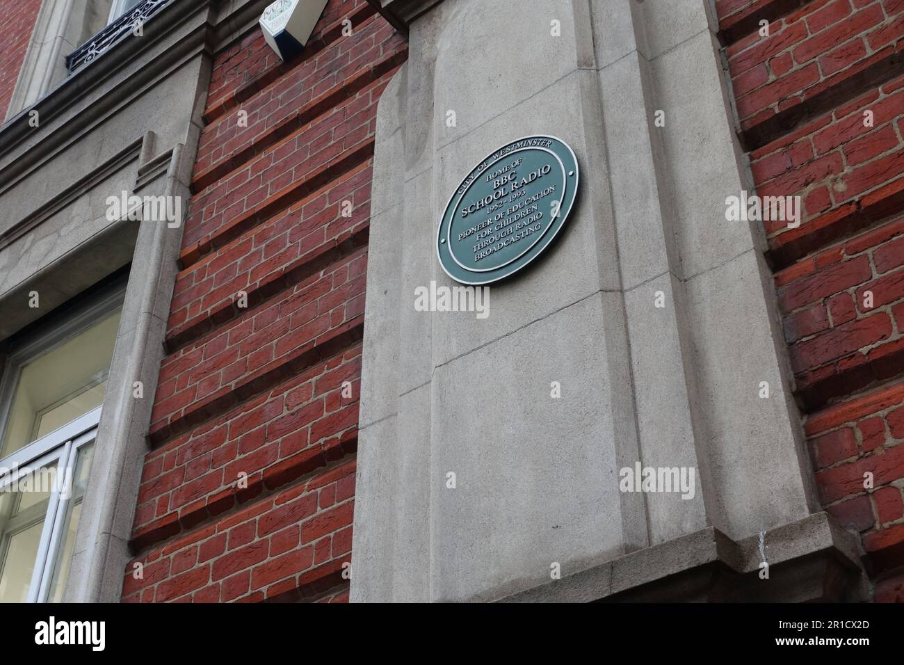 BBC  School radio wall plaque London UK Stock Photo