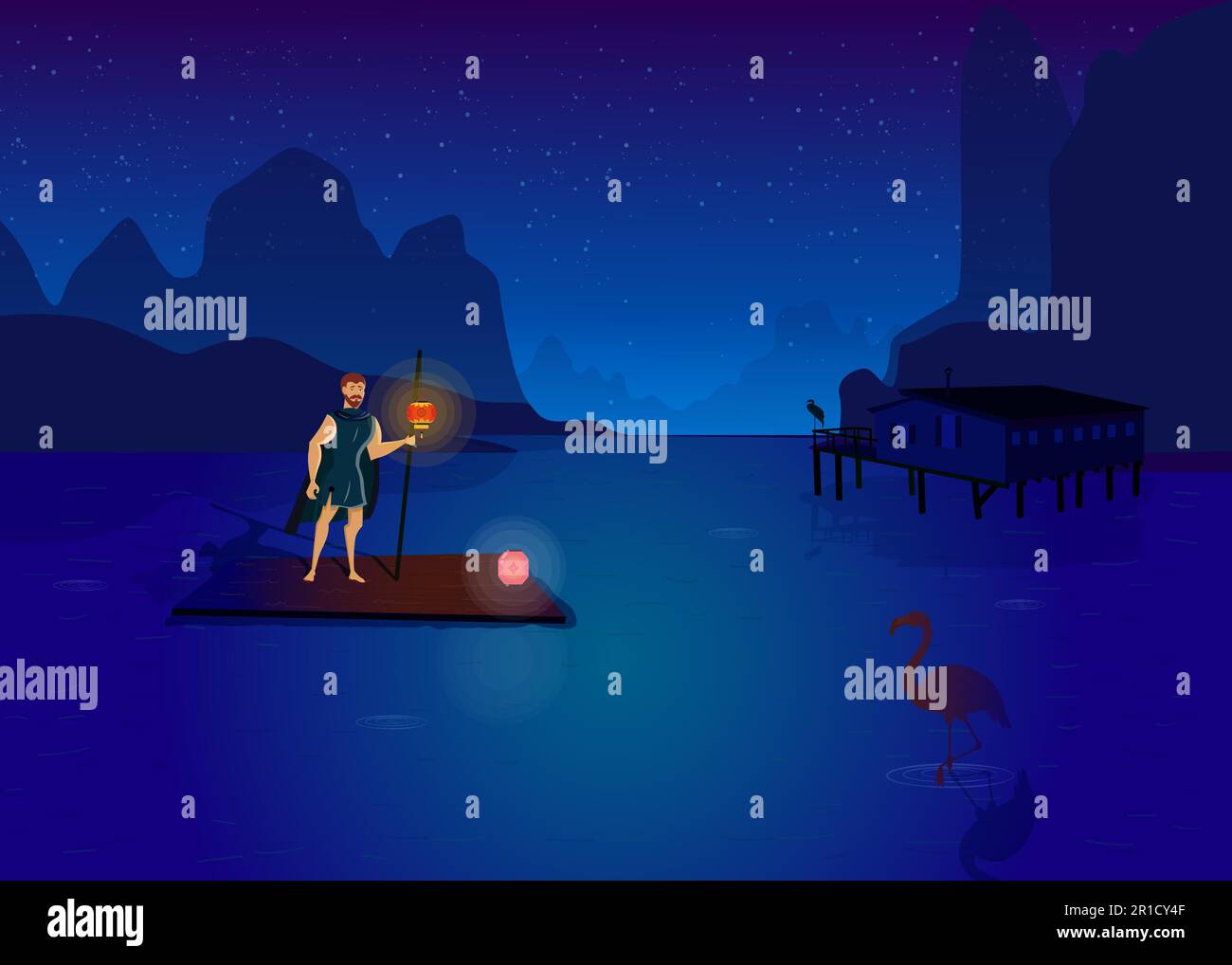 Man Standing On Raft In Middle Of Lake Stock Vector Image Art Alamy man-standing-on-raft-in-middle-of-lake-stock-vector-image-art-alamy