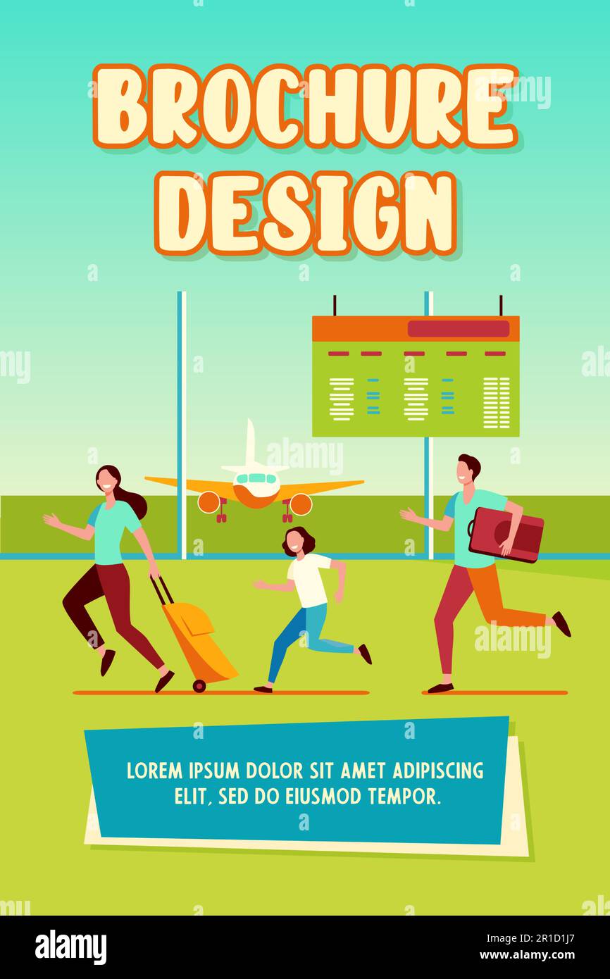 Happy family running for flight registration Stock Vector Image & Art