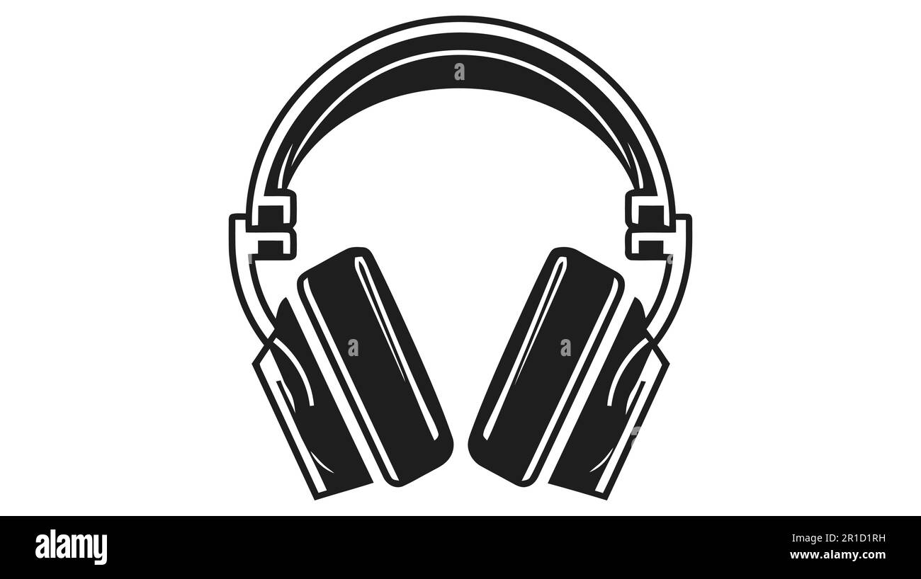 Vector headphones icon. Black symbol silhouette isolated on modern