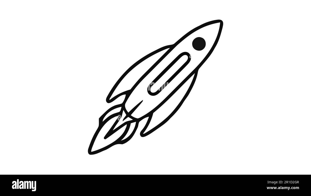 Cartoon line art rocket galaxy Black and White Stock Photos & Images ...
