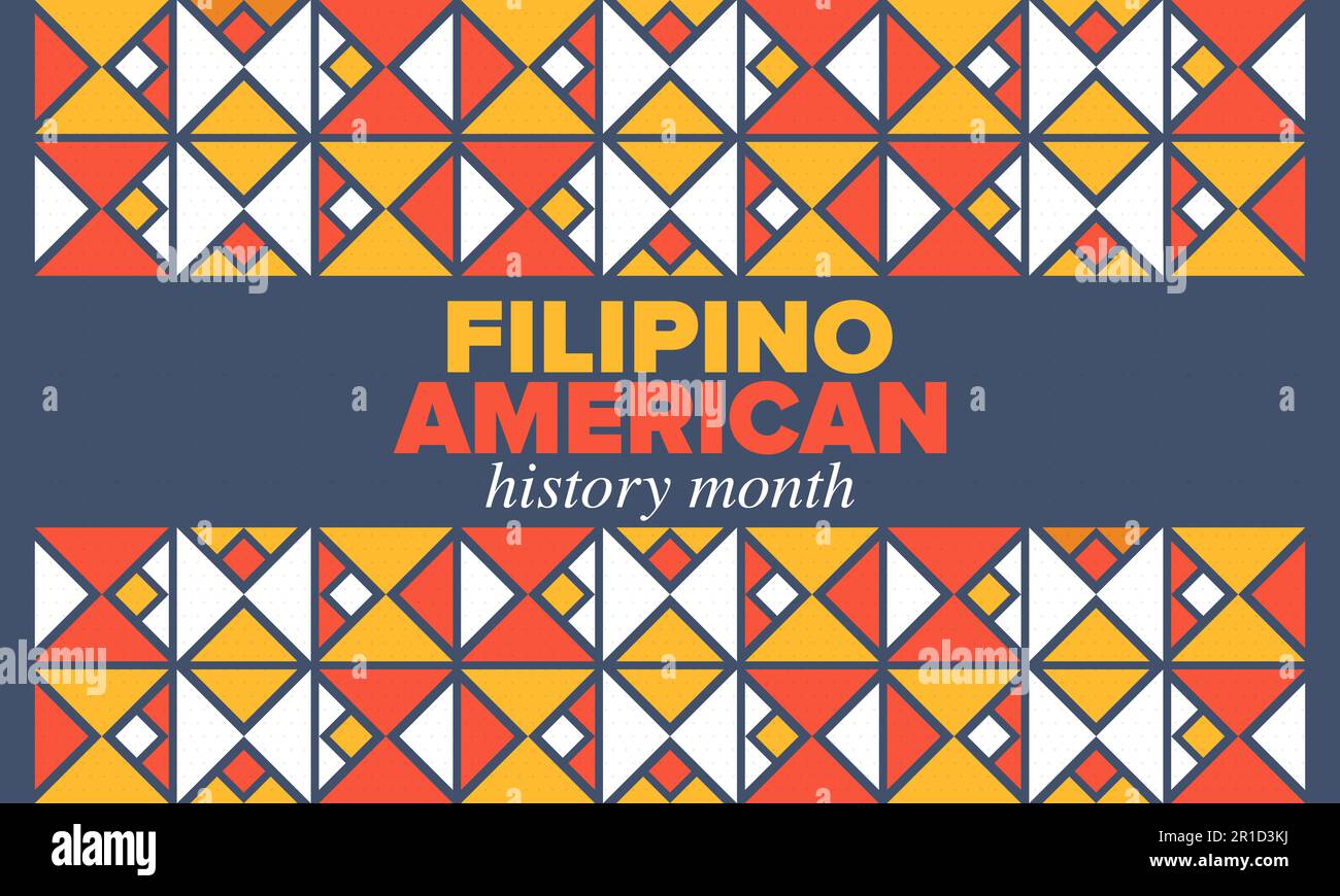 Filipino American History Month. Happy holiday. Celebrate annual in October. Filipinos and United States flag. Culture month. Patriotic design. Vector Stock Vector