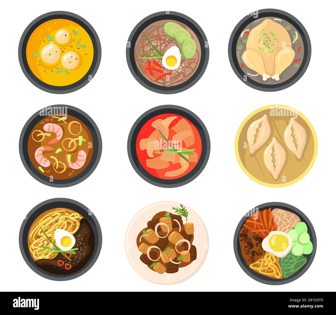 Top view of different dishes from South Korean Stock Vector Image & Art