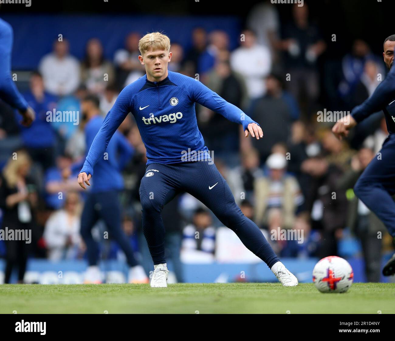 Chelsea's Lewis Hall during the warm up before the Premier League match ...