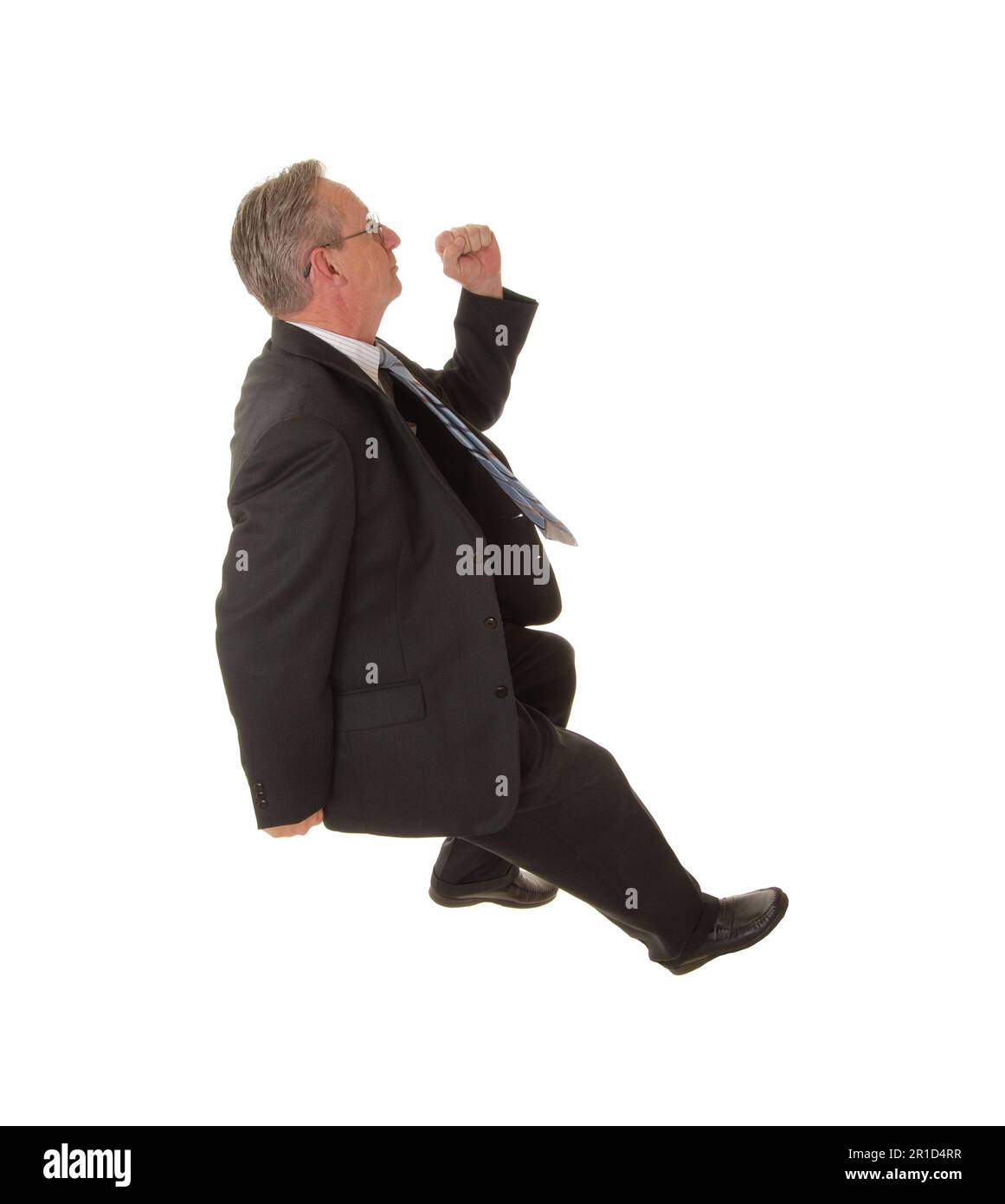 Senior businessman with a rather interesting expression and in a hurry ...
