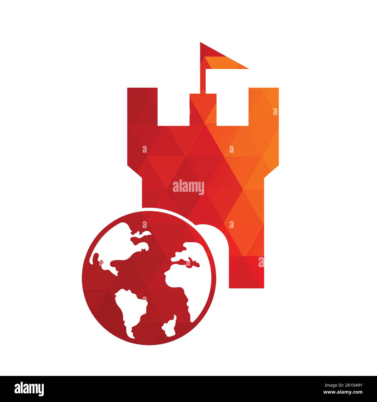 Castle globe vector logo design. Unique fortress and globe logotype ...