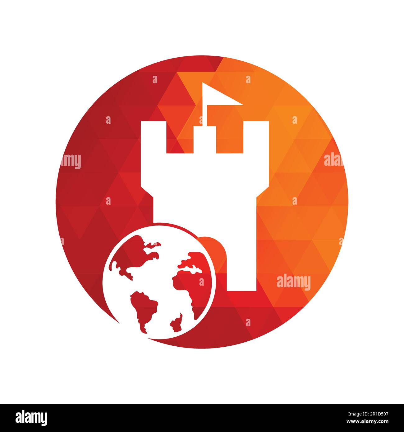 Castle globe vector logo design. Unique fortress and globe logotype ...
