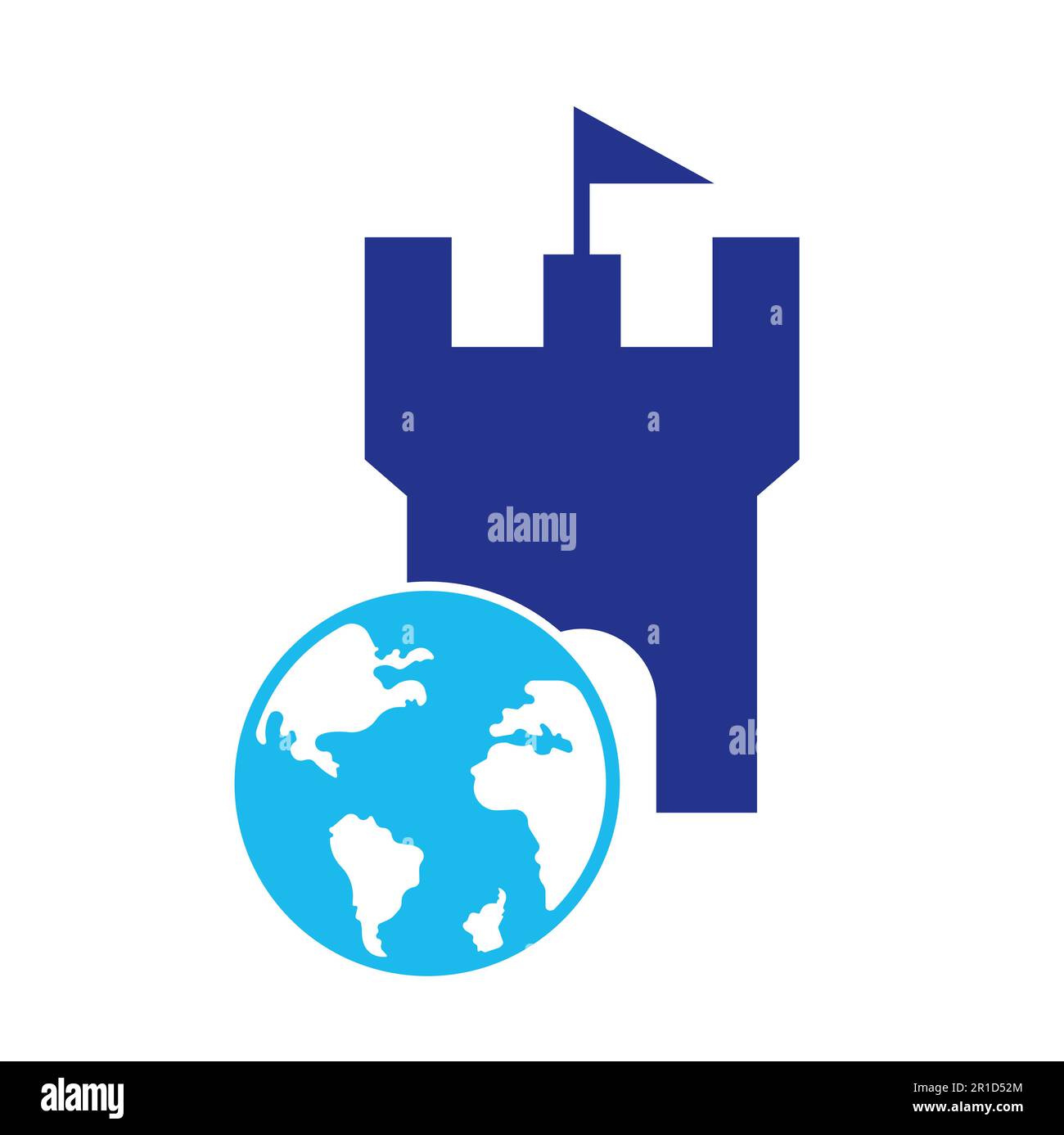 Castle globe vector logo design. Unique fortress and globe logotype ...