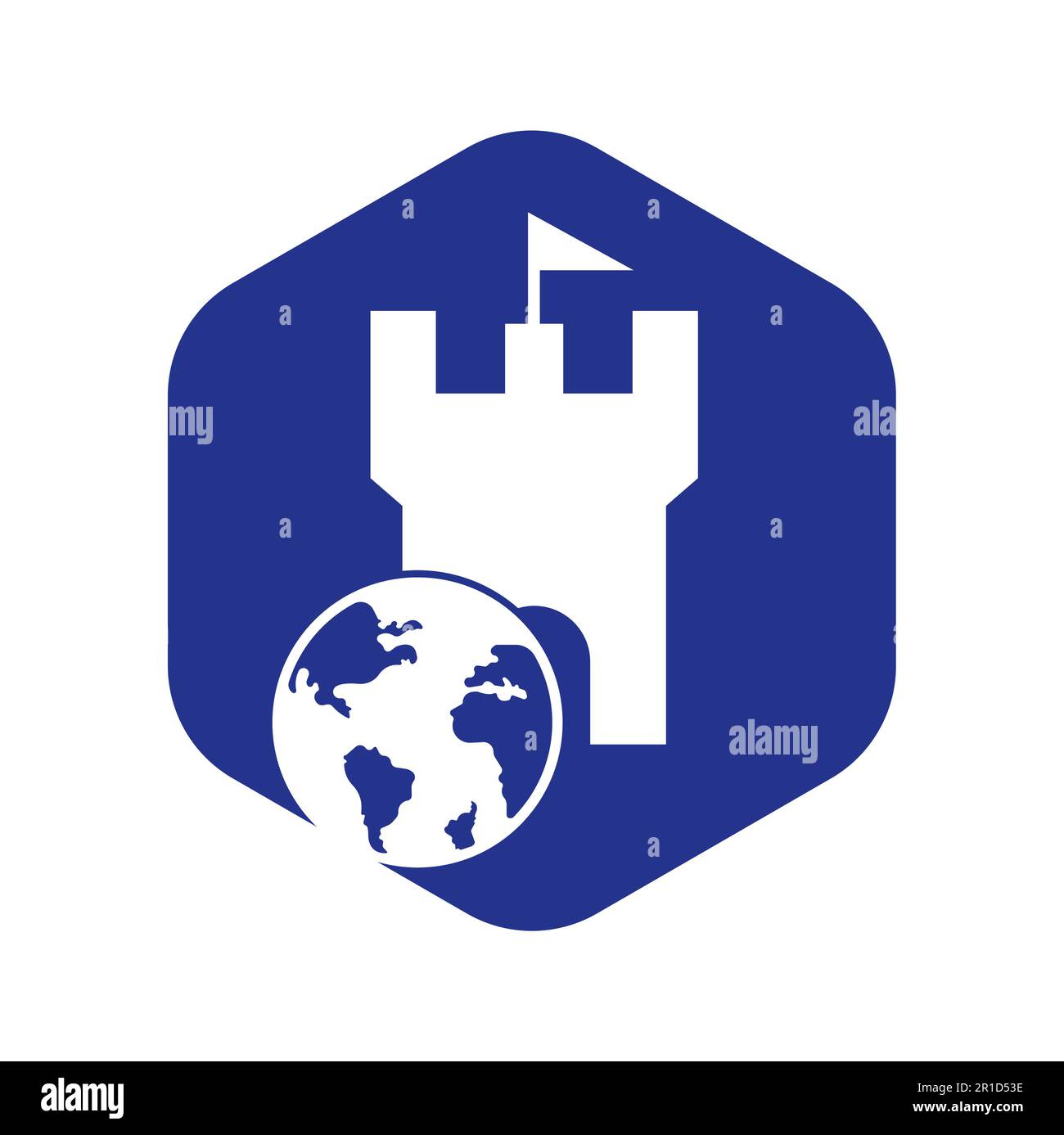 Castle globe vector logo design. Unique fortress and globe logotype ...