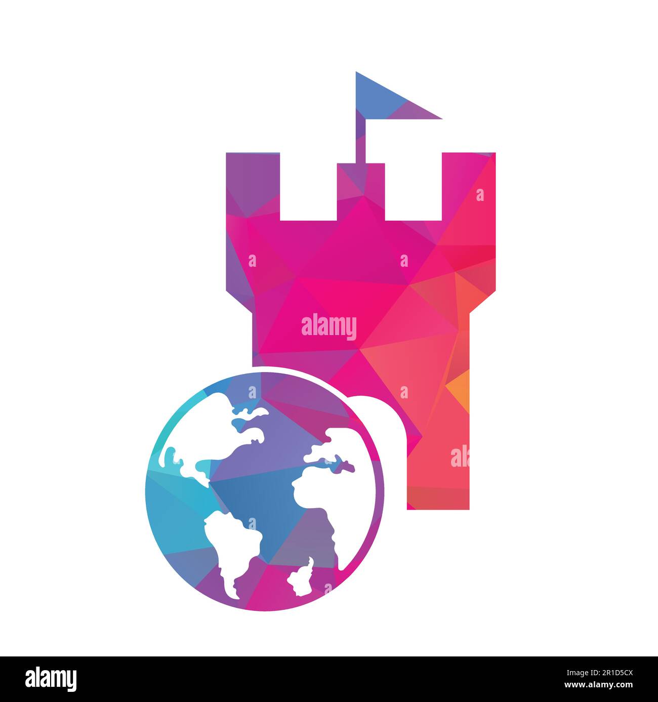 Castle globe vector logo design. Unique fortress and globe logotype ...