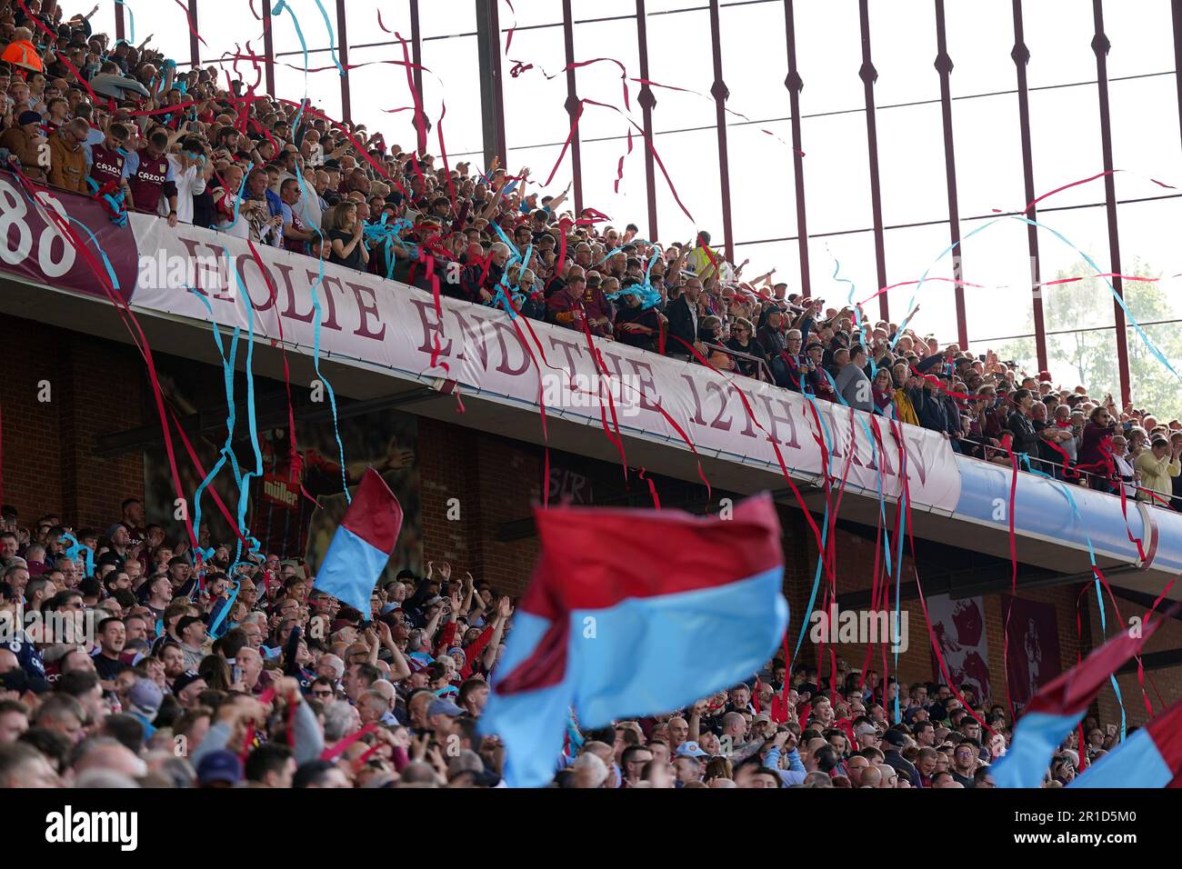 Aston Villa fans in the Holte End during the Premier League match at Villa Park, Birmingham. Picture date: Saturday May 13, 2023. Stock Photo